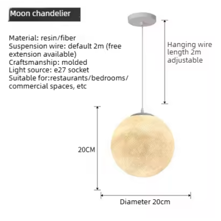 Moon Pendant Light – Modern Moon-Inspired Hanging Lamp | Integrated LED Ambient Lighting