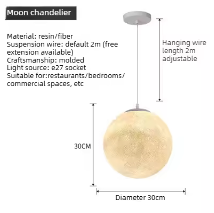 Moon Pendant Light – Modern Moon-Inspired Hanging Lamp | Integrated LED Ambient Lighting