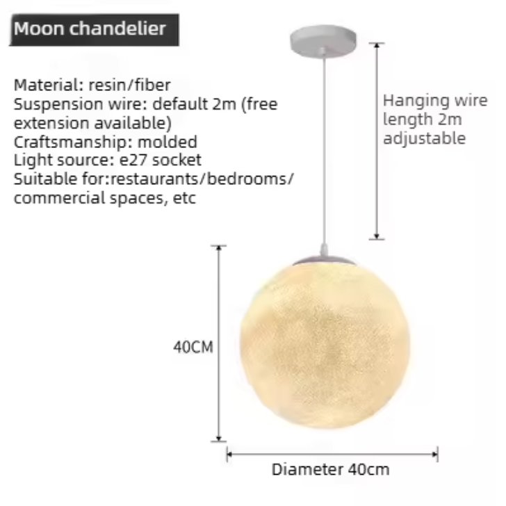 Moon Pendant Light – Modern Moon-Inspired Hanging Lamp | Integrated LED Ambient Lighting
