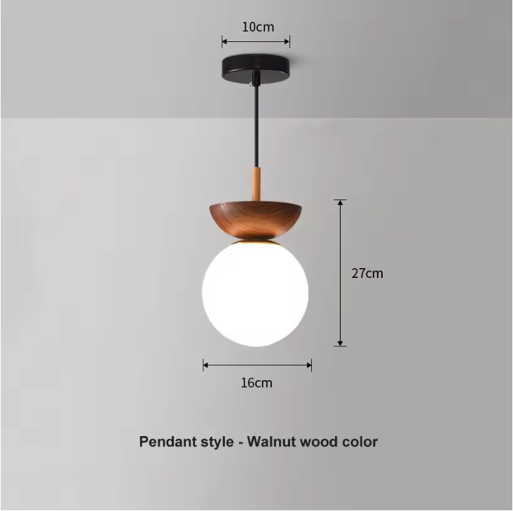 Nordic Half Wooden Pendant Light – Minimalist Scandinavian Hanging Lamp | Natural Modern Ceiling Lighting