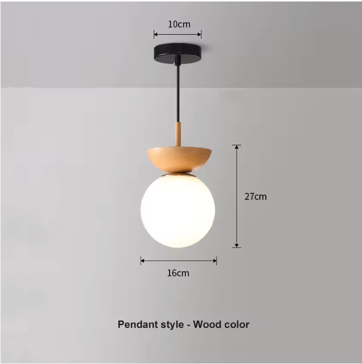 Nordic Half Wooden Pendant Light – Minimalist Scandinavian Hanging Lamp | Natural Modern Ceiling Lighting