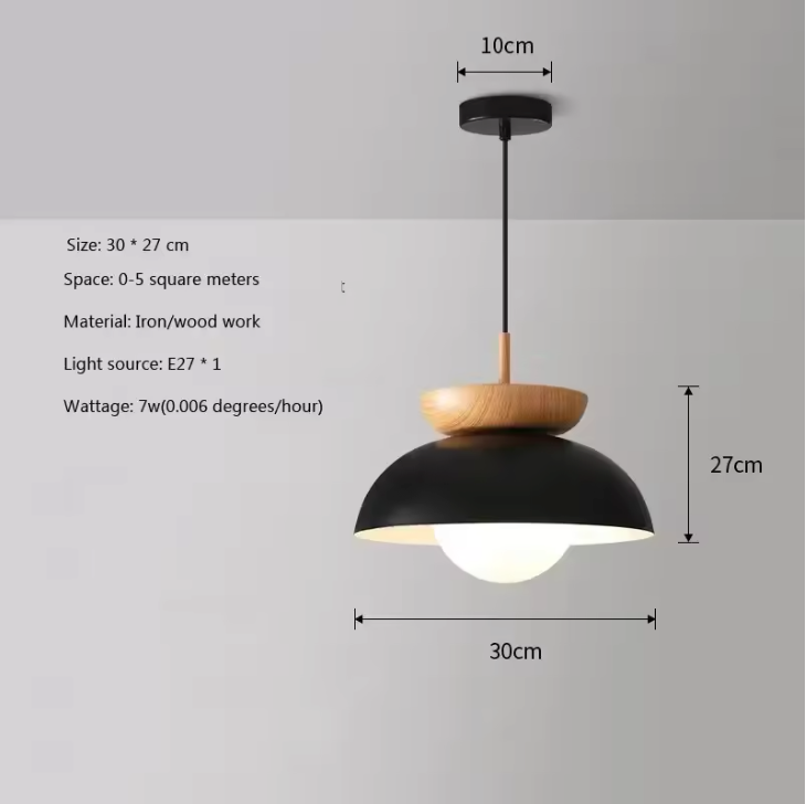 Nordic Half Wooden Pendant Light – Minimalist Scandinavian Hanging Lamp | Natural Modern Ceiling Lighting