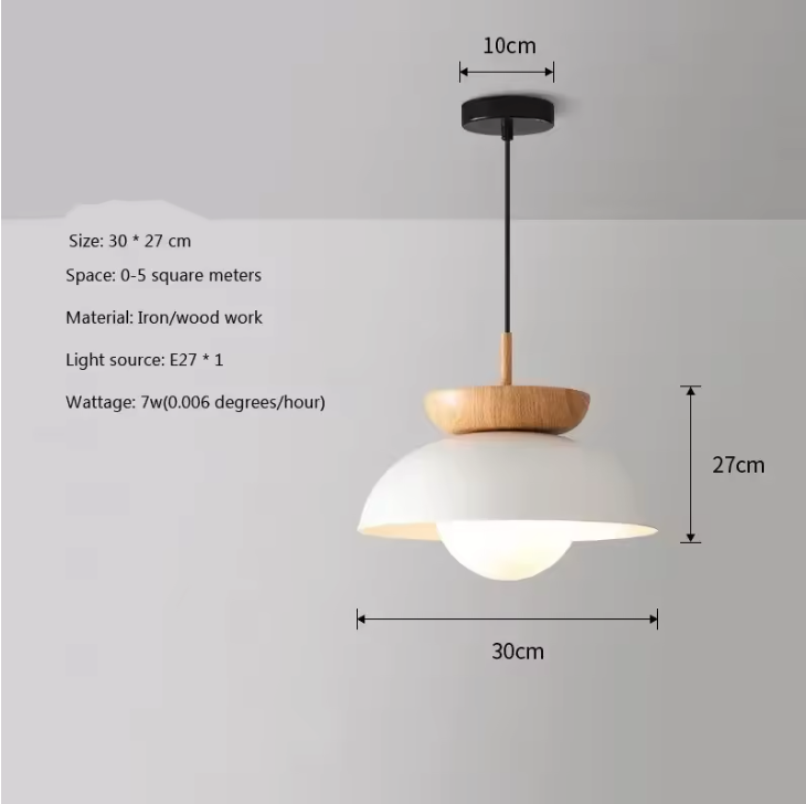 Nordic Half Wooden Pendant Light – Minimalist Scandinavian Hanging Lamp | Natural Modern Ceiling Lighting