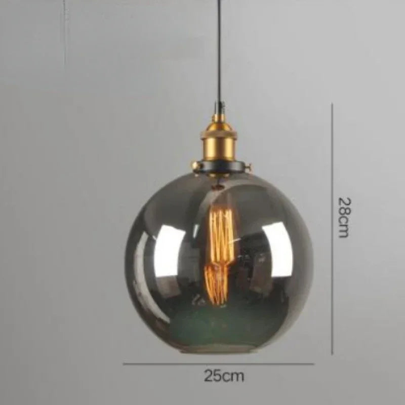 Scandinavian Glass Pendant Light – Vintage Loft E26 Ceiling Lamp | Elegant Ambient Lighting | Contemporary Nordic Interior Feature