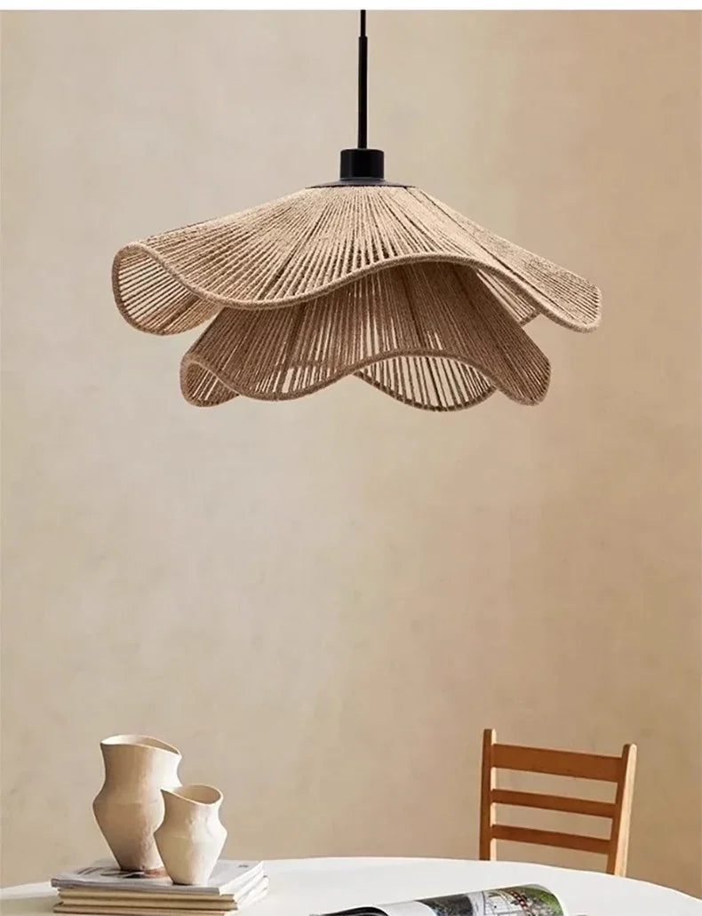 Hempora Wabi Pendant Light – Handwoven Rope Ceiling Lamp | Japandi Natural Hanging Lighting