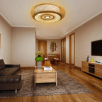 Zenvara Bamboo Ceiling Light – Handwoven Flush Mount Lamp | Natural Japandi Lighting for Modern Interiors