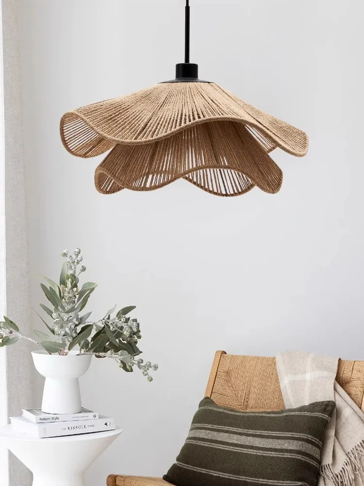 Hempora Wabi Pendant Light – Handwoven Rope Ceiling Lamp | Japandi Natural Hanging Lighting