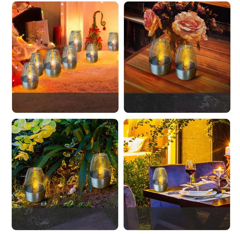 LumiVibe Solar LED Candle – Rechargeable Waterproof Garden Light with Flame Effect