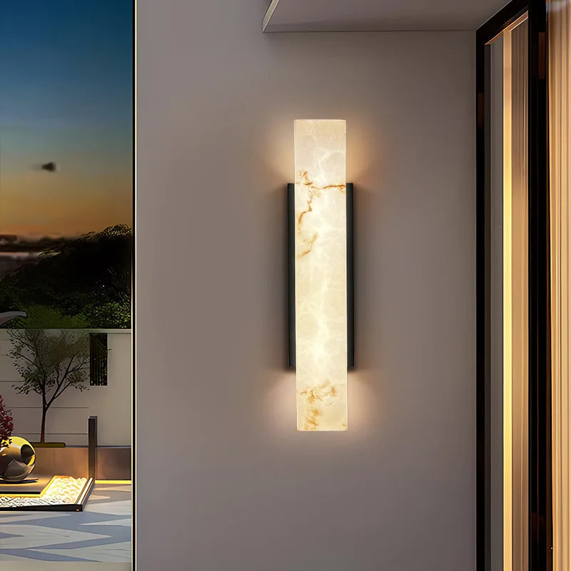 Marbella LED Outdoor Wall Light – Waterproof Marble-Effect Exterior Wall Lamp | Modern Stainless Steel Lighting