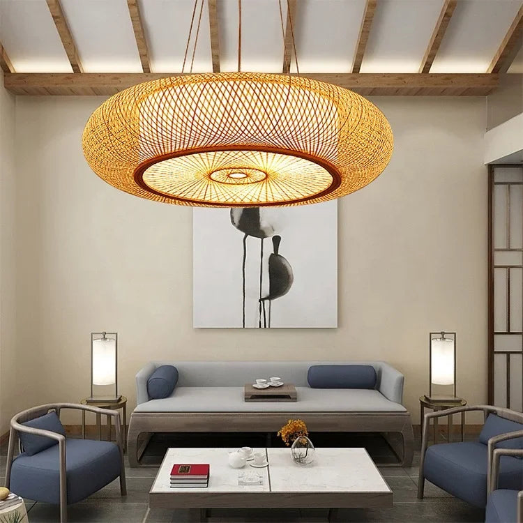 Solmira Rattan Pendant Light – Handwoven Bamboo Hanging Lamp | Natural Boho Lighting for Warm Interiors