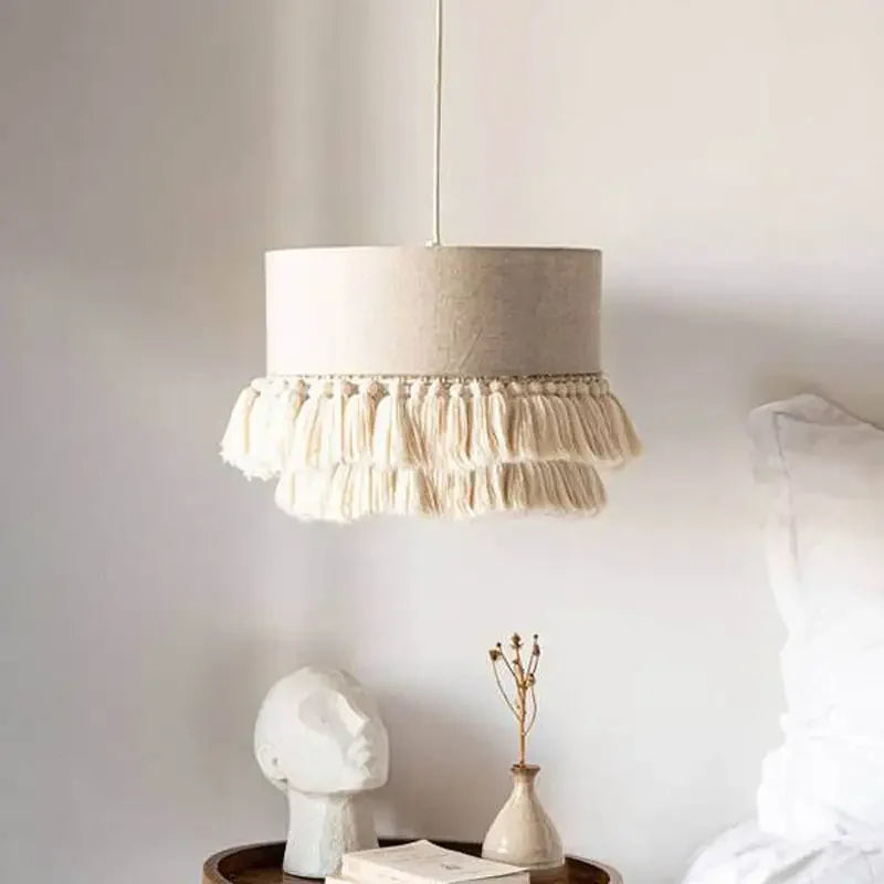 Nomad Linen Pendant Light – Wabi-Sabi Fabric Ceiling Lamp | Boho Japandi Ambient Lighting