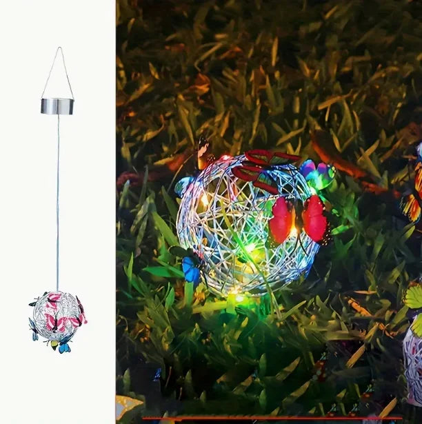 ButterflyGlow Solar Hanging Light – Waterproof LED Garden Lantern | Decorative Outdoor Sphere Light