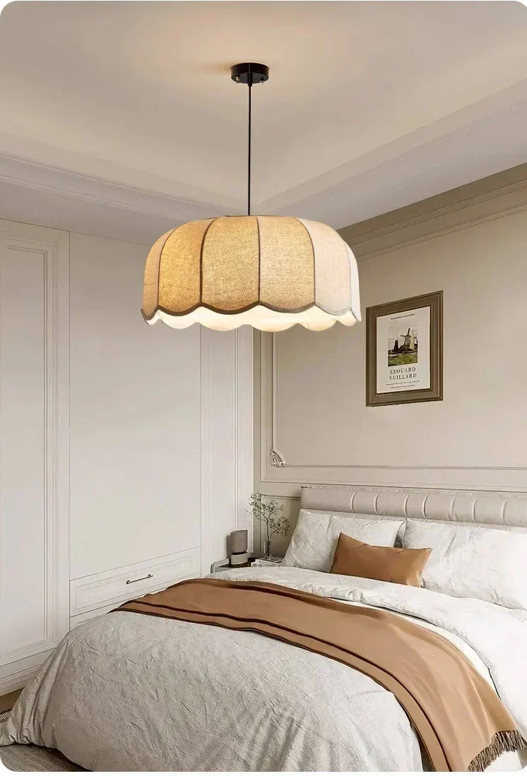 Hoshira Linen Pendant Light – Japandi Wabi-Sabi Ceiling Lamp | Soft Ambient LED Lighting for Modern Interiors