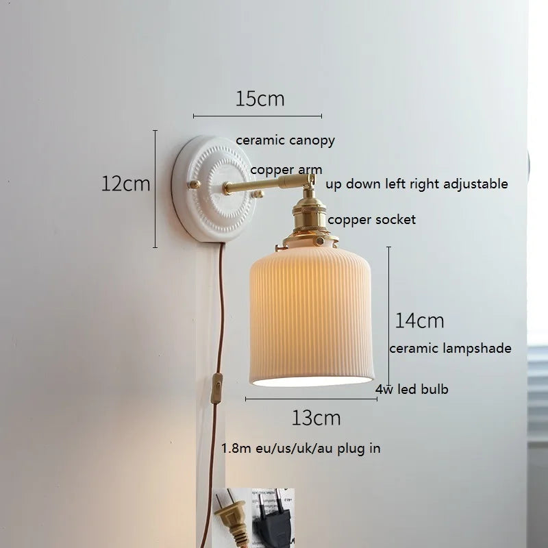 Aurelle Ceramic Wall Light – Adjustable E26 Wall Lamp | Contemporary Copper Lighting | Elegant Interior Illumination