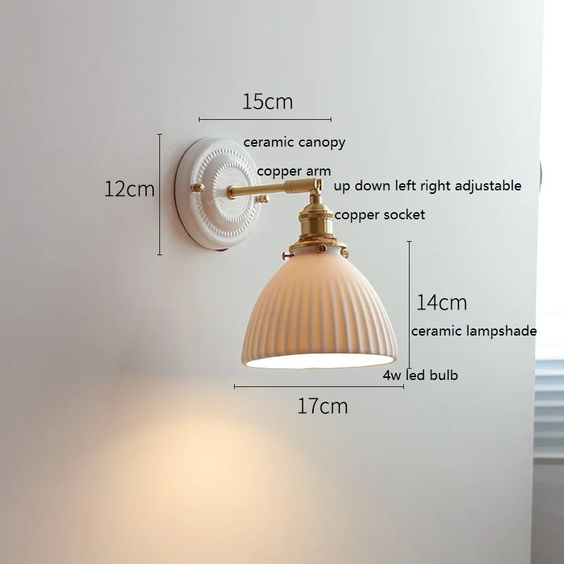 Aurelle Ceramic Wall Light – Adjustable E26 Wall Lamp | Contemporary Copper Lighting | Elegant Interior Illumination