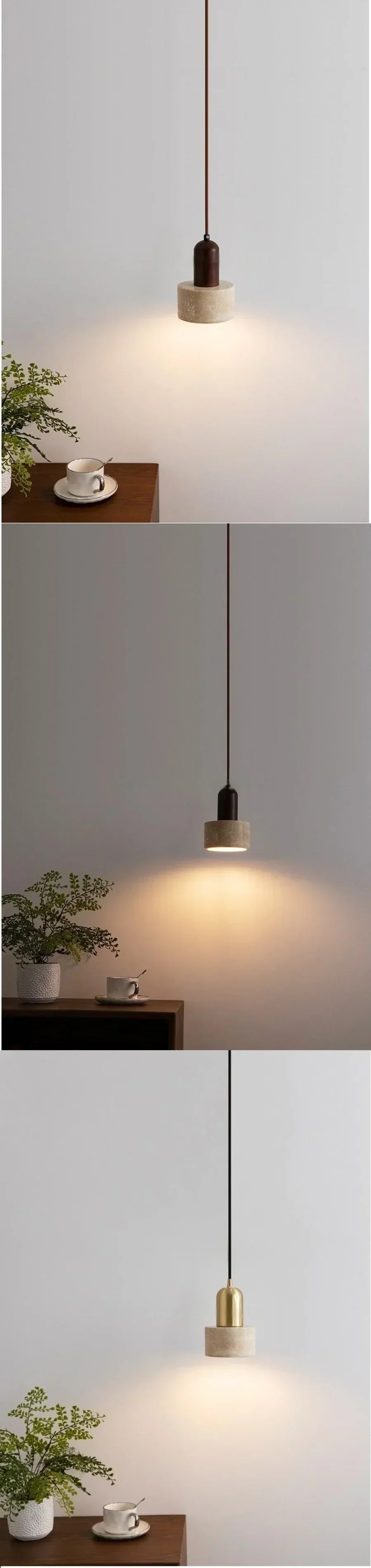 Travertine Stone Pendant Light with Copper Finish – Nordic LED Hanging Lamp | Warm Contemporary Lighting