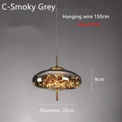 Modern Glass LED Pendant Light – Dimmable Hanging Ceiling Fixture | Luxury Designer Chandelier | Contemporary Home Lighting