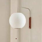 Japandi Silk Wall Light – Handwoven Fabric & Wood Wall Lamp | Soft Ambient Lighting | Contemporary Japanese-Inspired Design
