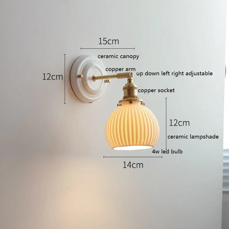 Aurelle Ceramic Wall Light – Adjustable E26 Wall Lamp | Contemporary Copper Lighting | Elegant Interior Illumination