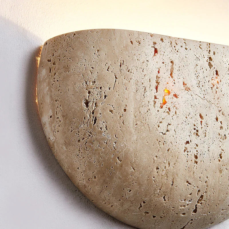 WABIKU Stone Wall Light – Wabi-Sabi LED Wall Lamp | Natural Stone Ambient Lighting | Japanese Zen Interior Design