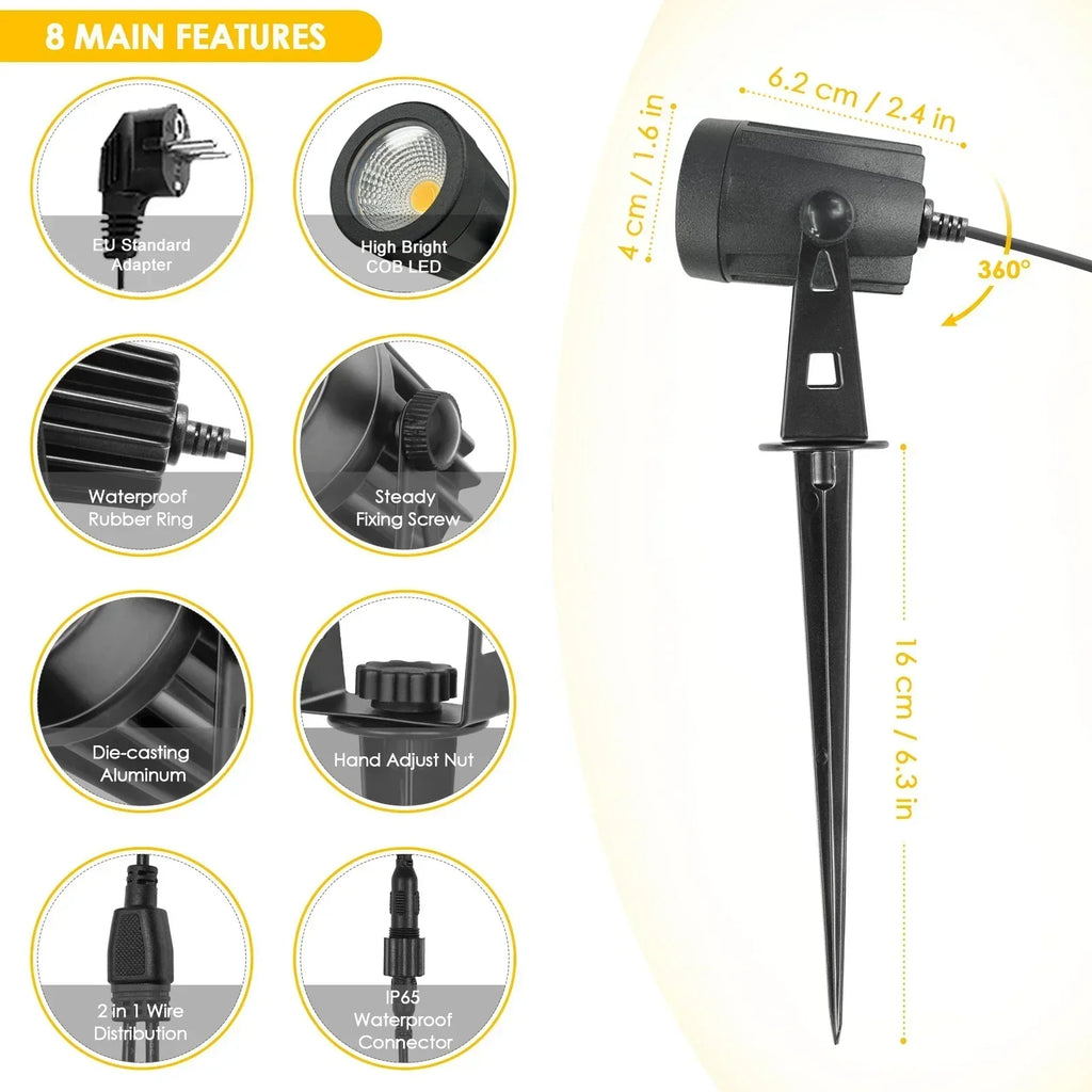 Vortexa Landscape Spotlight – Waterproof LED Garden Light | Outdoor Pathway & Accent Lighting with Plug System