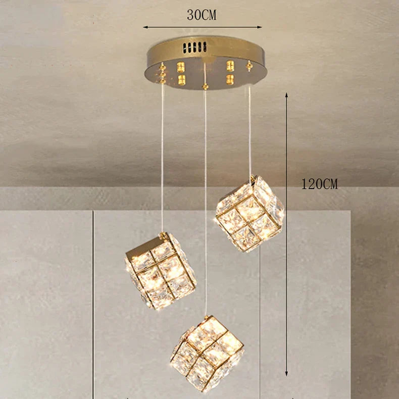 Aurelium Crystal Pendant Light – Modern Staircase Chandelier | Luxury LED Hanging Lamp for Grand Interiors