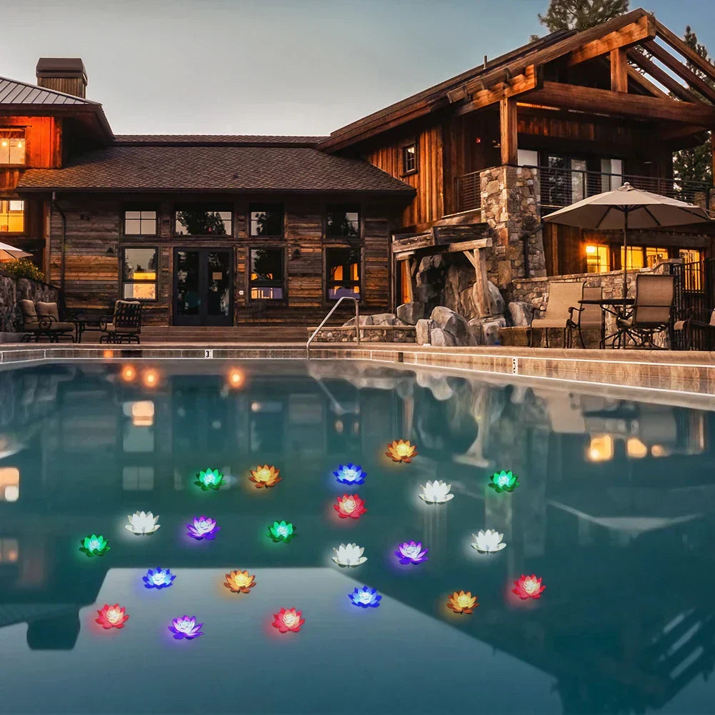 AquaBloom Floating Lotus Light – Waterproof LED Pond & Pool Decoration | Elegant Garden Mood Lighting