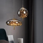 Modern Glass LED Pendant Light – Dimmable Hanging Ceiling Fixture | Luxury Designer Chandelier | Contemporary Home Lighting