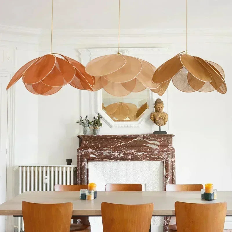 Floral Fabric Pendant Light – Designer E26 Ceiling Lamp | Artistic Ambient Lighting | Contemporary Statement Feature