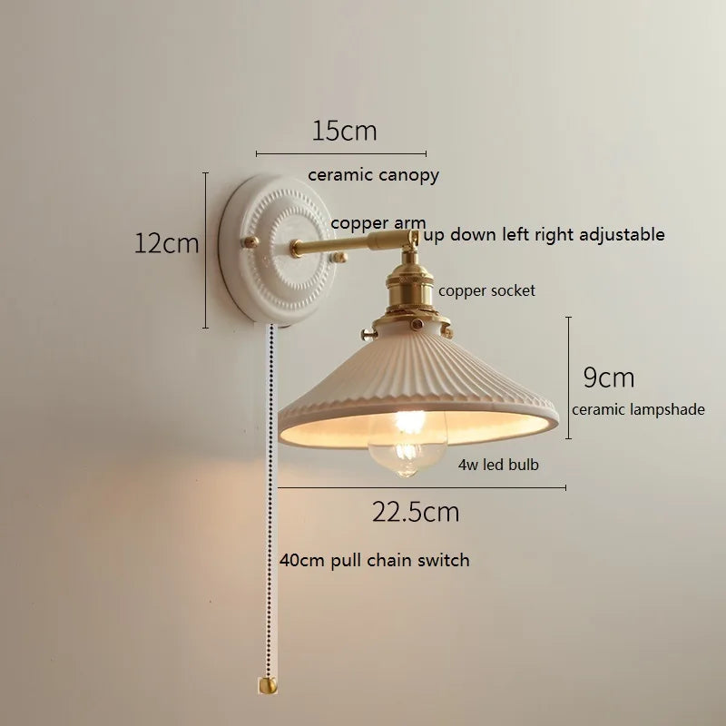 Aurelle Ceramic Wall Light – Adjustable E26 Wall Lamp | Contemporary Copper Lighting | Elegant Interior Illumination
