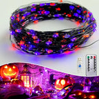 GLOWSPELL LED String Lights – Purple & Orange Halloween Fairy Lights | USB Powered with Remote Control
