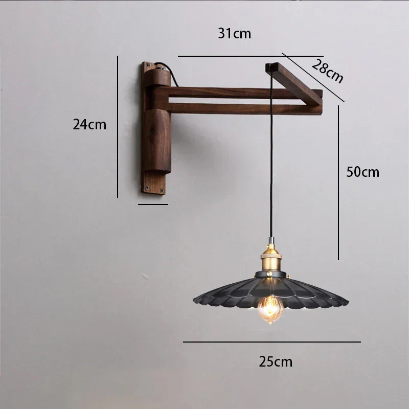 Hinoki Swing Wall Light – Japanese Wooden Wall Lamp | Adjustable Nordic Reading & Ambient Lighting