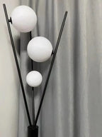 LunaGlow 3D Moon Floor Lamp – Modern LED Tripod Lamp with Satin Glass Globes