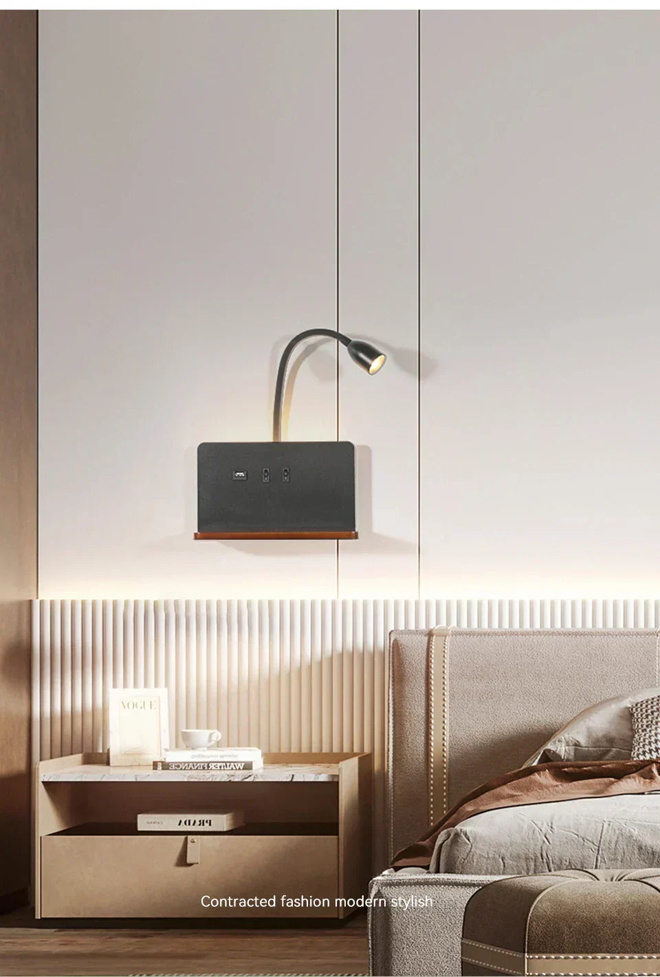 LumiCharge Smart Wall Light – Wireless Charging Sconce | Modern Bedside LED Lighting