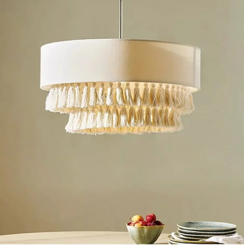 Nomad Linen Pendant Light – Wabi-Sabi Fabric Ceiling Lamp | Boho Japandi Ambient Lighting