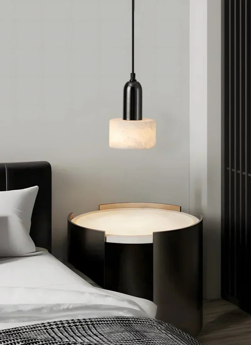 Marble Pendant Light with Iron Finish – Modern Nordic LED Ceiling Lamp | Luxury Contemporary Lighting