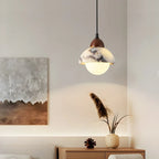 Marbelle Globe Pendant Light – Marble & Glass Ceiling Lamp | Japandi Ambient Lighting | Timeless Interior Elegance