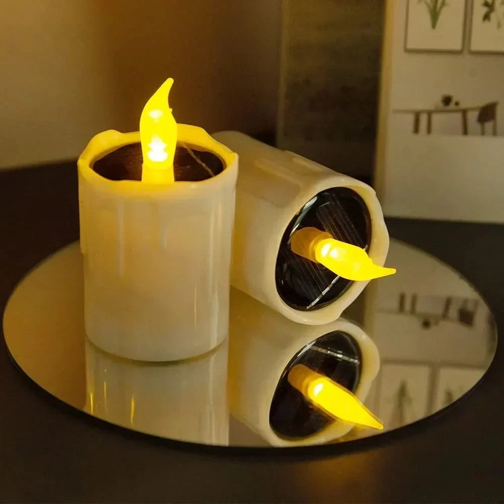 EverGlow Solar Tea Lights Set of 6 – Waterproof Flameless Outdoor Candles | Warm White Decorative Garden Lighting