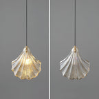Shell Glass Pendant Light – Coastal Brass Hanging Lamp | Elegant Ambient Interior Lighting
