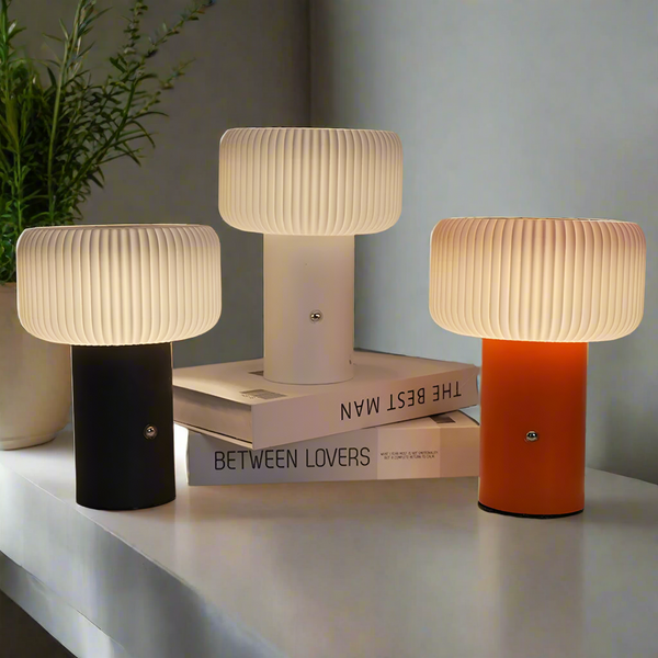 MushLume Rechargeable Night Light – Dimmable Mushroom Table Lamp | Modern Ambient LED Lighting