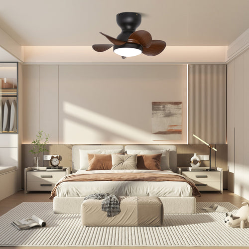 Aerlume Smart Ceiling Fan Light – 457 mm Modern LED Flush Mount Fan | Quiet Contemporary Cooling & Ambient Lighting