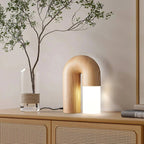 ArcForma Designer Table Lamp – Contemporary Curved Lighting | Modern Wooden Accent Lamp