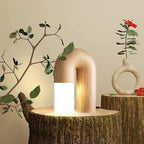 ArcForma Designer Table Lamp – Contemporary Curved Lighting | Modern Wooden Accent Lamp