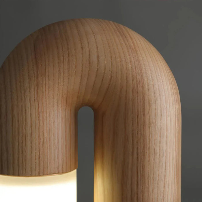 ArcForma Designer Table Lamp – Contemporary Curved Lighting | Modern Wooden Accent Lamp