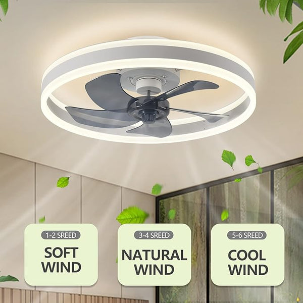 AeroLume Ceiling Fan Light – Modern Flush Mount LED Fan | Smart Cooling & Ambient Interior Lighting