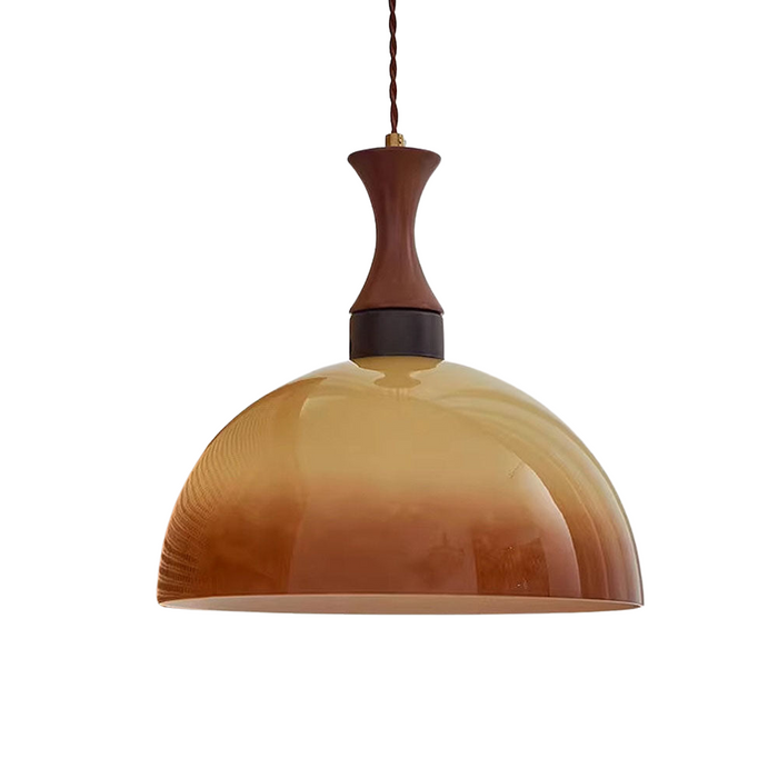 Ambermere Farmhouse Pendant Light – Retro Amber Glass Hanging Lamp | Rustic Vintage Ceiling Lighting