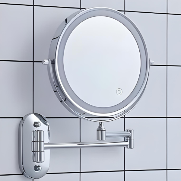 MirrorLux Pro LED Vanity Mirror – Rechargeable Magnifying Beauty Mirror | Chrome Silver Bathroom Essential