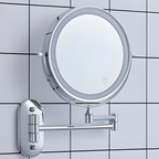 MirrorLux Pro LED Vanity Mirror – Rechargeable Magnifying Beauty Mirror | Chrome Silver Bathroom Essential