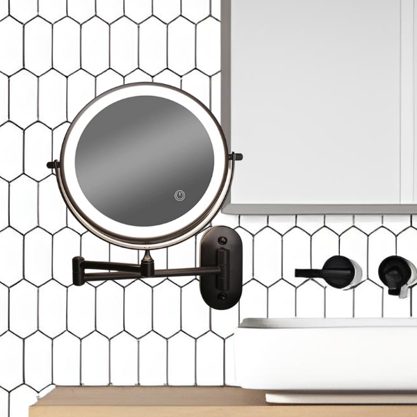 LuxeView LED Vanity Mirror – Rechargeable Magnifying Bathroom Mirror | Adjustable 3-Colour Lighting