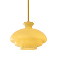 Bauhaus Glass Pendant Light – Cream Yellow Hanging Lamp | Vintage Modern Interior Lighting